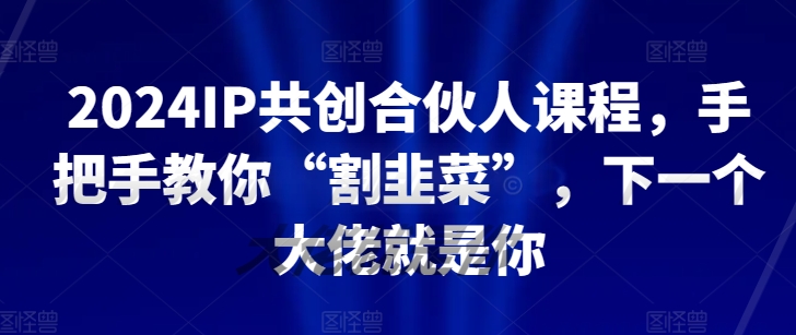 2024IP共创合伙人课程，手把手教你“割韭菜”，下一个大佬就是你-蓝天网创
