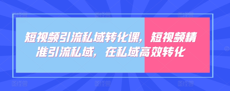 短视频引流私域转化课，短视频精准引流私域，在私域高效转化-蓝天网创