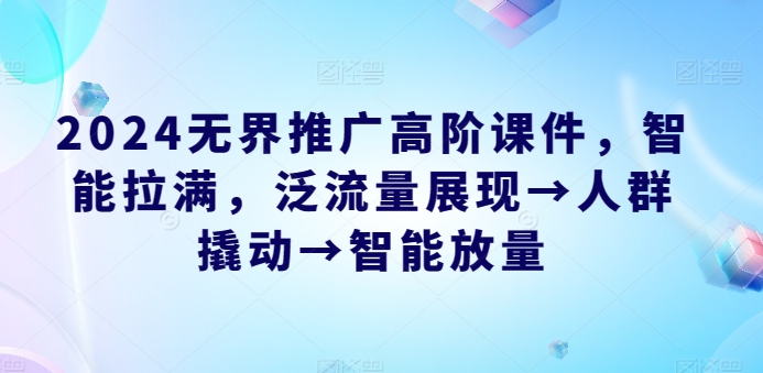 2024无界推广高阶课件，智能拉满，泛流量展现→人群撬动→智能放量-蓝天网创