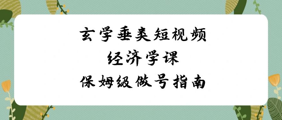 玄学 垂类短视频经济学课，保姆级做号指南（8节课）-蓝天网创