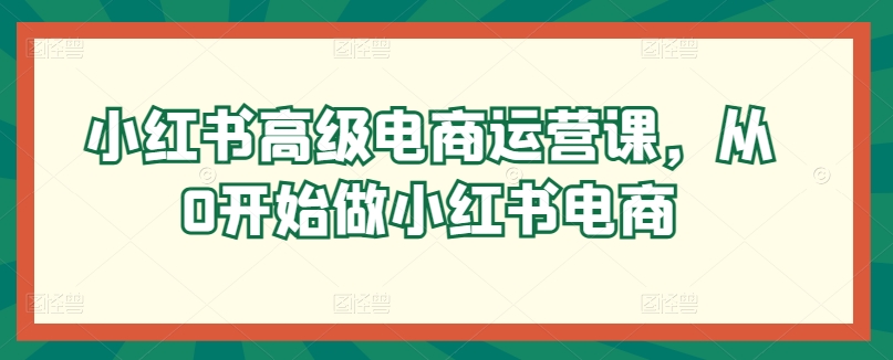 小红书高级电商运营课，从0开始做小红书电商-蓝天网创