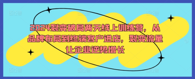 2024裂变破局两天线上训练营，从品牌布局到终端客户进店，裂变流量让企业逆势增长-蓝天网创