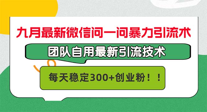 九月最新微信问一问暴力引流术，团队自用引流术，每天稳定300+创…-蓝天网创