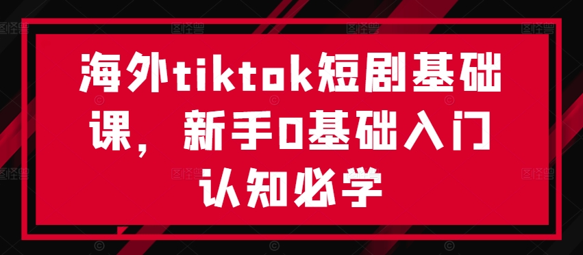 海外tiktok短剧基础课，新手0基础入门认知必学-蓝天网创