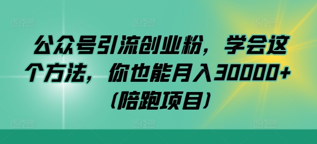 公众号引流创业粉，学会这个方法，你也能月入30000+ (陪跑项目)-蓝天网创