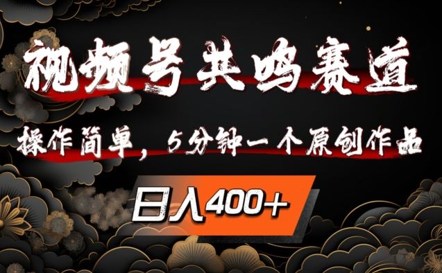 视频号共鸣赛道，操作简单，5分钟1个原创作品，日入几张【揭秘】-蓝天网创