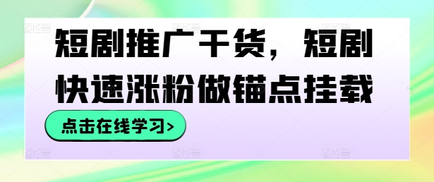 短剧推广干货，短剧快速涨粉做锚点挂载-蓝天网创