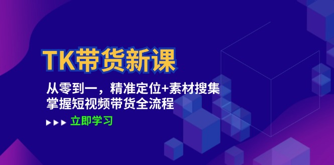 TK带货新课：从零到一，精准定位+素材搜集 掌握短视频带货全流程-蓝天网创