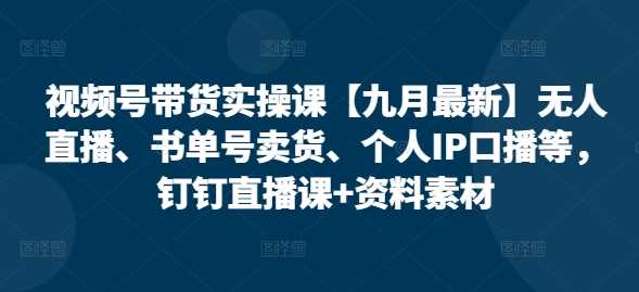视频号带货实操课【10月最新】无人直播、书单号卖货、个人IP口播等，钉钉直播课+资料素材-蓝天网创