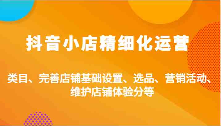 抖音小店精细化运营：类目、完善店铺基础设置、选品、营销活动、维护店铺体验分等-蓝天网创