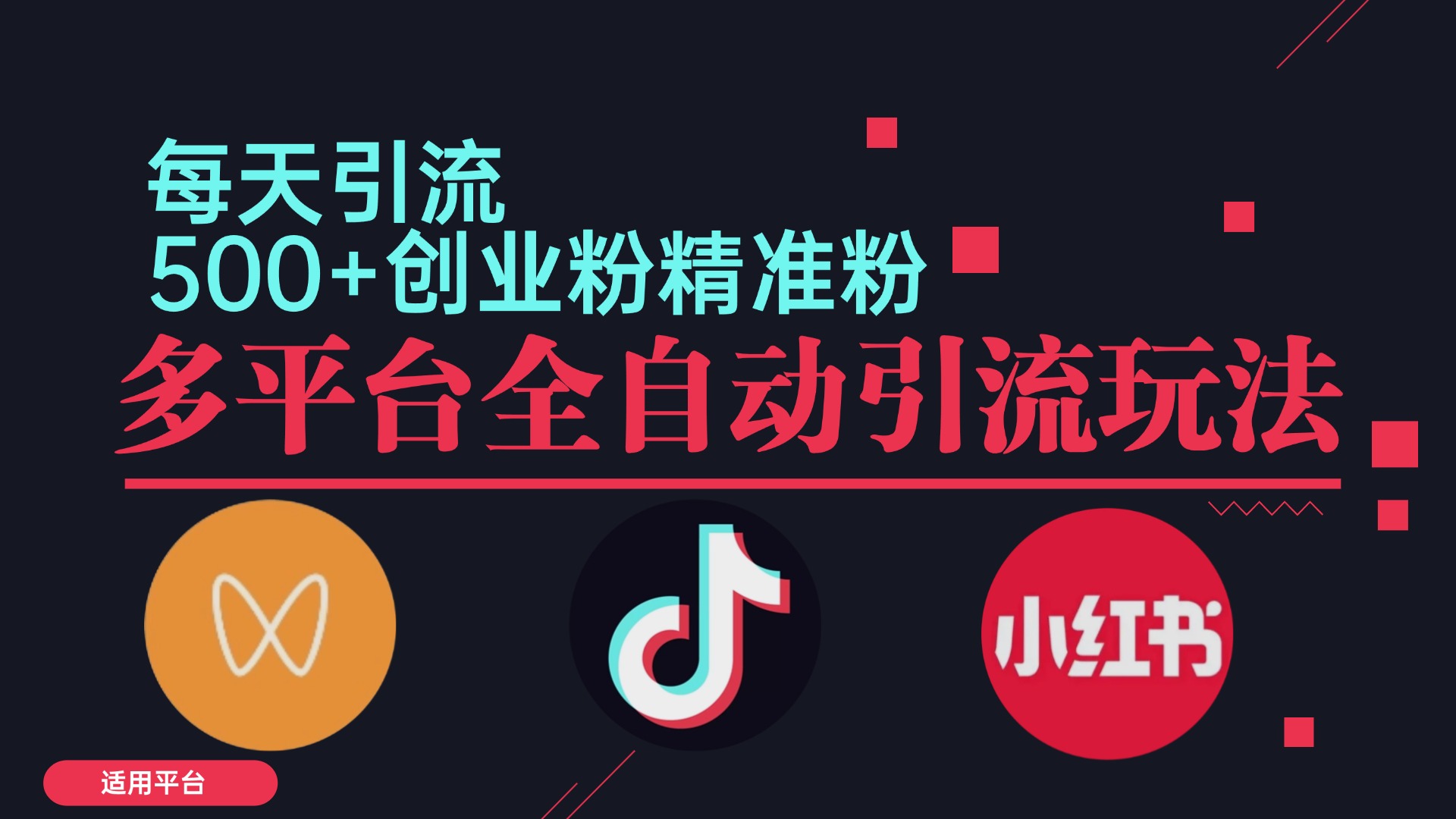 小红书抖音视频号截流自热全平台引流打法，全自动引流【日引2000+精准…-蓝天网创