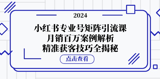 （12943期）小红书专业号矩阵引流课，月销百万案例解析，精准获客技巧全揭秘-蓝天网创
