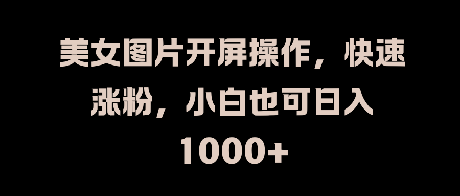 美女图片开屏操作，快速涨粉，小白也可日入1000+-蓝天网创