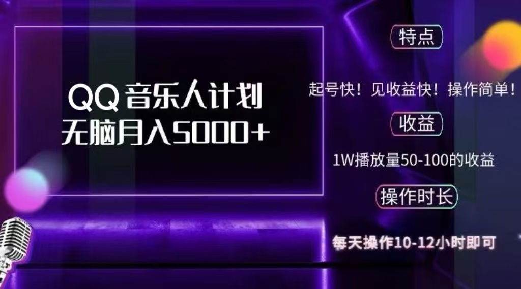 2024 QQ音乐人计划，轻松月入5000+，纯无脑操作，可批量放大操作-蓝天网创