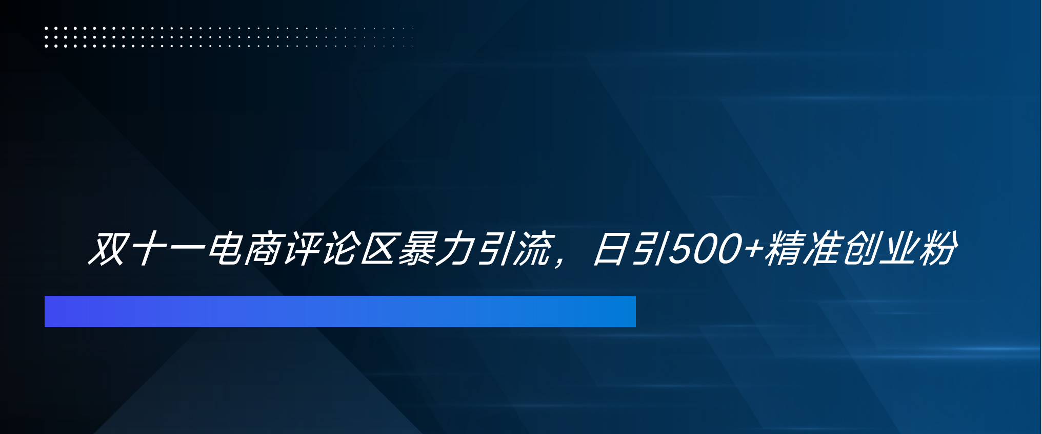 双十一电商评论区暴力引流，日引500+精准创业粉！！！-蓝天网创