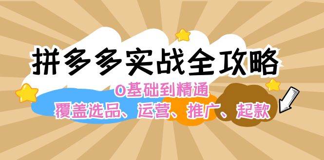 拼多多实战全攻略：0基础到精通，覆盖选品、运营、推广、起款-蓝天网创