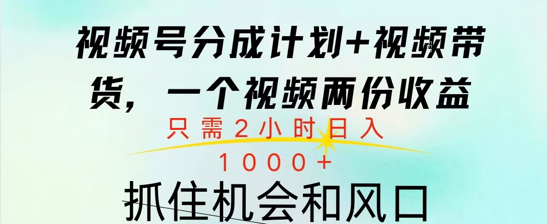 视频号橱窗带货， 10分钟一个视频， 2份收益，日入1000+-蓝天网创
