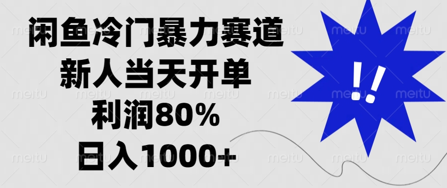 闲鱼冷门暴力赛道，利润80%，日入1000+新人当天开单，-蓝天网创