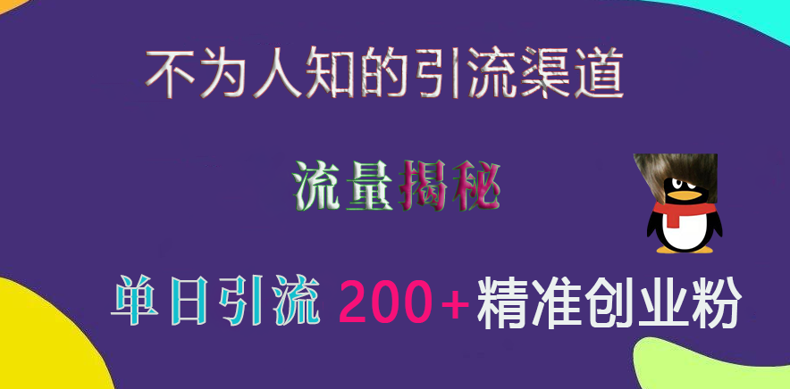 不为人知的引流渠道，流量揭秘，实测单日引流200+精准创业粉-蓝天网创
