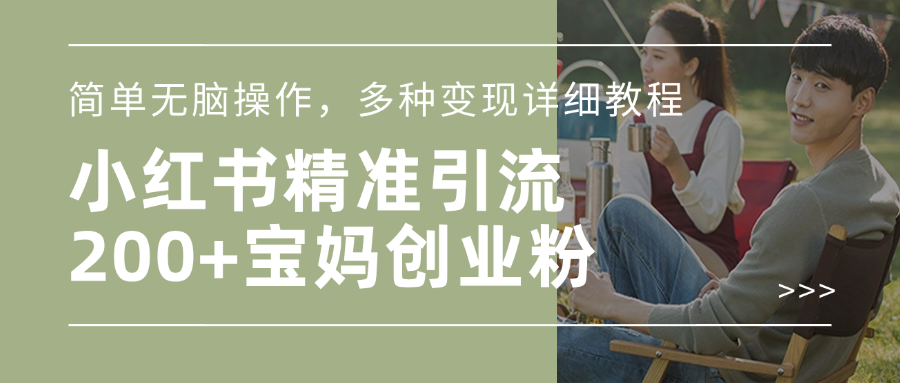 小红书精准日引200+宝妈创业粉，简单无脑操作，多种变现详细教程-蓝天网创