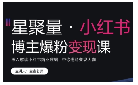 小红书博主爆粉变现课，深入解读小红书商业逻辑，带你进阶变现大咖-蓝天网创