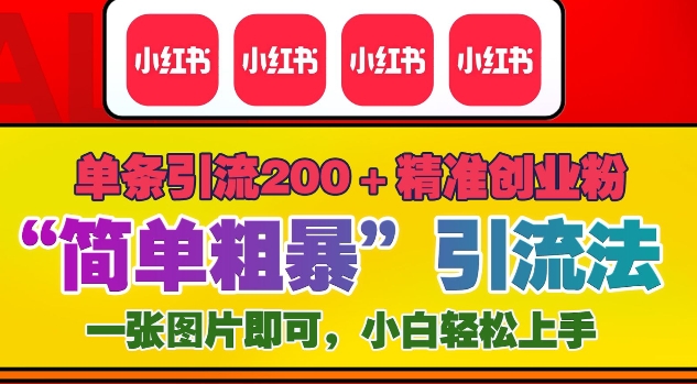 12月底小红书”简单粗暴“引流法，单条引流200+精准创业粉-蓝天网创