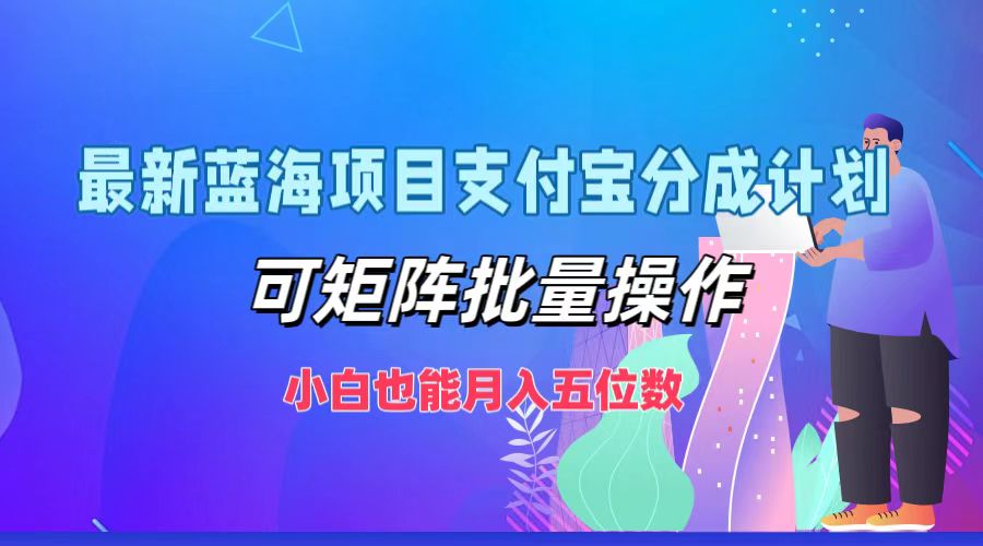 最新蓝海项目支付宝分成计划，可矩阵批量操作，小白也能月入五位数-蓝天网创