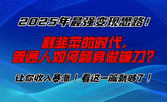 2025年最强变现思路，割韭菜的时代， 普通人如何翻身做镰刀？【揭秘】-蓝天网创